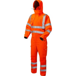 Leo Workwear CV02-O Watertown ISO 20471 Class 3 EcoViz 10KX RIS-3279-TOM Stretch Coverall Orange